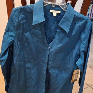 Coldwater Creek Teal Blue No Iron Shirt